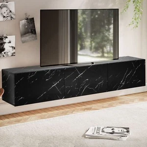 TV Schrank FineBuy Hängend 160 cm Lowboard Marmor-Optik TV-Kommode Schwarz  - Bild 1 von 7