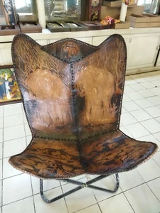 Quality Royal Butterfly Arm Relax Camping Elephant Designed Leather Chair Craft - Picture 1 of 6