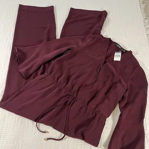 Lauren Ralph Lauren Jumpsuit Womens 12 Faux Wrap Wide Leg Drawstring Classic NWT - Picture 1 of 17