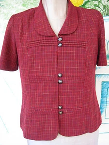 Red Plaid Double Buttoned Blouse by Miss Dorby Size 10 - Picture 1 of 6