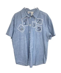Capacity Women’s L Denim Shirt Vintage Palm Tree Embroidered Western Festival - Picture 1 of 5
