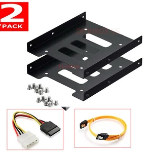 X2 2.5" SSD HDD to 3.5" Mounting Adapter Bracket Tray for PC SSD Holder W/ Cable - Picture 1 of 11