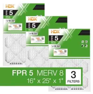 3-Pack Standard Pleated Air Filter 16x25x1, Air Filters Replacement FPR 5 MERV 8 - Picture 1 of 6