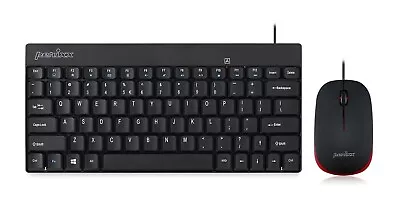 Perixx PERIDUO-212 Wired Mini Keyboard+ Mouse Set, USB Connection, Black, US New - Image 1 of 4