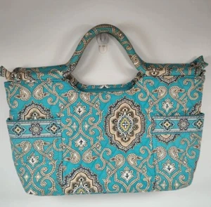 Vera Bradley Gabby Satchel Retired Totally Turq Pattern Turquoise Color - Picture 1 of 8