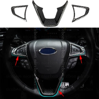 3pcs Carbon fiber color Steering Wheel Cover fit For ford Fusion Mondeo Edge - Image 1 of 4