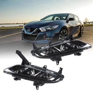 Left+Right Side Bumper Fog Lights Lamps Black Clear For Nissan Maxima 2016-2019 - Picture 1 of 10