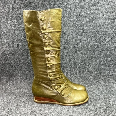 Botas Miz Mooz Bloom Mujer 10 Cuero Verde Oliva Botón Alto Victoriano De Colección Foto 1 de 4