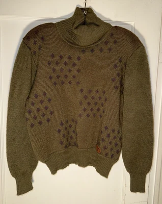 Suéter feminino vintage Valentino esporte ativo lã gola alta verde tamanho M - Imagem 1 de 4