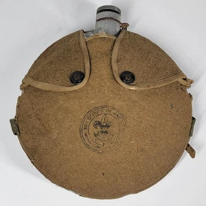 Vintage Boy Scouts of America BSA Aluminum Canteen Felt Wool Cover Strap Logo - Picture 1 of 15