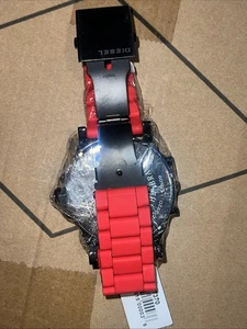 Diesel Watch Men Mr Daddy 2.0 Chronograph 55mm Red Silicone DZ7370 Need Battery - Picture 1 of 5