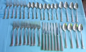 Cuisinart Flatware Geo Stainless 18/10 Fork. Spoons, & Knifes lot of 37pcs - Imagen 1 de 9