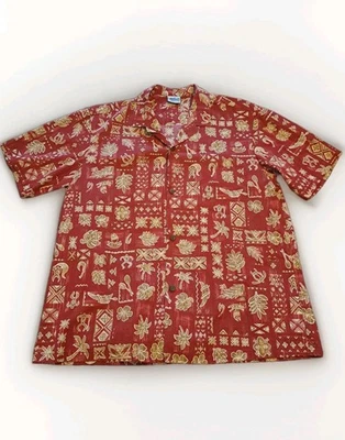 Мужская гавайская рубашка Royal Creations размер XL на красных пуговицах сделано на Гавайях - Изображение 1 из 4