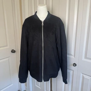 Chaqueta Bomber Marconi Hombre Grande Negra Gamuza Poliéster Nueva con Etiquetas - Imagen 1 de 10