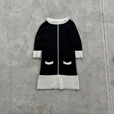 Vintage Missoni Knit 3/4 Sleeve Midi Dress Black White Womens Size M - Image 1 of 4