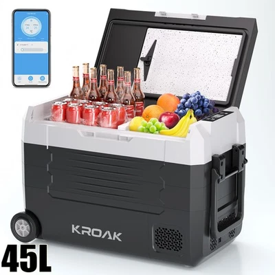 Kompressor Kühlbox Kühlschrank Auto 45L 12&24 V Camping Gefrierschrank KROAK