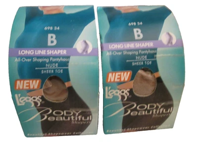 2 Pantimedias L'EGGS Body Hermosas Formadoras LONG LINE DESNUDAS Puntera Transparente #69834 Talla B Foto 1 de 4
