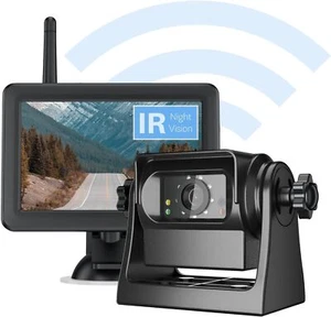 Funk Kabellos Rückfahrkamera Wifi Magnetic Akku mit Farb Monitor 5 Zoll LKW Boot - Bild 1 von 9