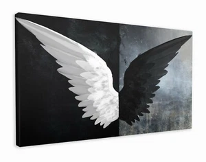 ALAS BLANCAS Y NEGRAS - HERMOSAS IMPRESIONES DE LONA DE ÁNGEL HECHAS A MANO EN BLANCO Y NEGRO - Imagen 1 de 4
