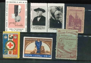 France French 12 Cinderella stamps vignettes MM from WW1 onwards unusual - Picture 1 of 2