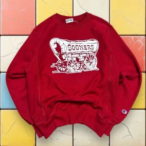 Oklahoma Champion Reverse Weave Sweatshirt Mens S College Sooners Red Wagon - Picture 1 of 8