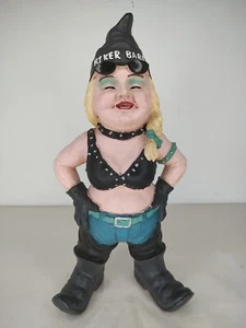 Vtg Biker Babe Garden Gnome 12in Collections Etc. With Motorcycle Leather Gear. - Picture 1 of 6