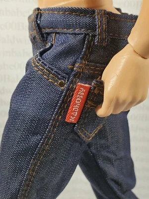 N30 (R) ~ BOTTOM ~ FITS KEN DOLL BLUE REAL POCKET BELT LOOP RED TAG JEANS PANTS - Image 1 of 4