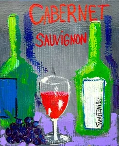 Big CABERNET WINE colorful UPCYCLED PAINTING SWARTZMILLER DNA SIGNED Art UNIQUE - Picture 1 of 12