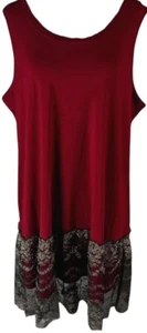 LOGO by Lori Goldstein Knit Tank with Two-Toned Lace Trim Red (XS) A282132 - Picture 1 of 1