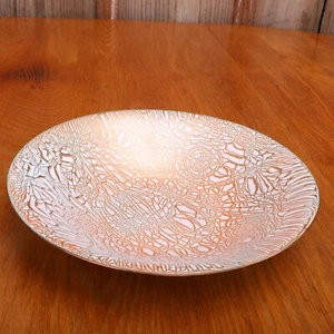 Ciotola decorativa invernale bianca con rotolo oro funziona motivo floreale - Foto 1 di 7