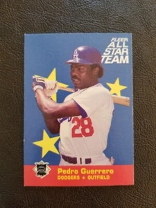 Tarjeta insertada del equipo Fleer All Star 1986 Pedro Guerrero #8 Los Angeles Dodgers - Imagen 1 de 2