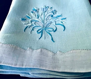 Paar Constance Leiter Vintage Fingerspitzentücher Blumen Madeira bestickt XX562 - Bild 1 von 7