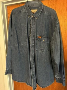 Woolrich Original Denim Herren Hemd XXL 2X Button Down Blau Langarm Tasche - Bild 1 von 4