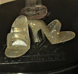 SHOES Vintage BARBIE DOLL PLASTIC CLEAR WITH GLITTER OPEN TOE (MINT) 