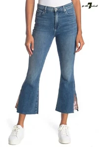 7 FOR ALL MANKIND NWT $250 HIGH WAIST SLIM KICK SEQUIN FLARE CROP STEL JEAN. 26 - Picture 1 of 12