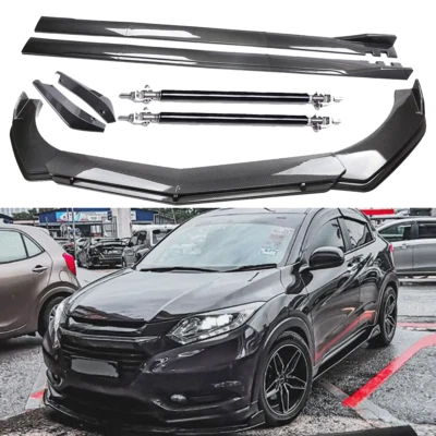 Carbon Fiber Front Bumper Lip Spoiler & Side Skirt For Honda HRV HR-V b Foto 1 de 4