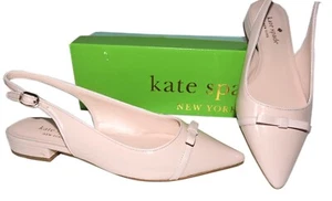 Kate Spade Slingbacks Antibes Nude Sandals Flats Bow Pumps Sz 8.5 - Picture 1 of 7