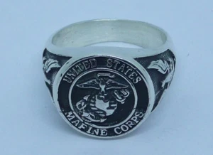 ANELLO MARINE CORPS ARGENTO 925 RING IN SOLID STERLING SILVER - Imagen 1 de 7