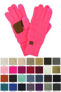 CC Gloves Solid Color Unisex Cable Knit Winter Warm Anti-Slip Touchscreen Gloves - Picture 1 of 113