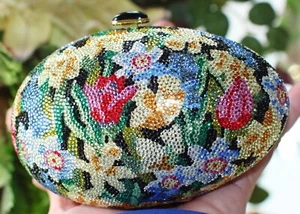 Judith Leiber Faberge Garden Blossom Museum Egg Minaudiere Clutch Shoulder Bag - Picture 1 of 24