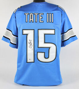 Golden Tate Signed Detroit Lions Blue Jersey (Beckett) Notre Dame Wide Receiver