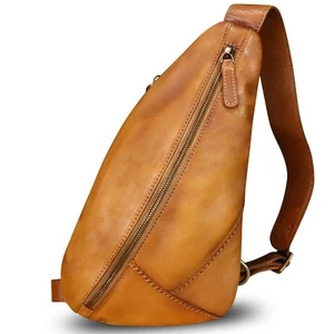 Genuine Leather Silng Bag for Women and Men Vintage Leather Sling Backpack Sh... - Picture 1 of 7