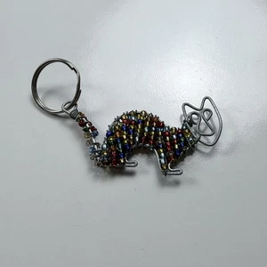 Portachiavi gatto filo perline fatto a mano perline multicolore amante degli animali regalo 3" - Foto 1 di 3