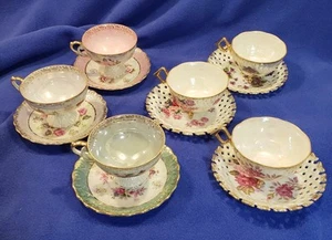 Juego de 6 tazas de té y platillos antiguos Lefton 110 China - Imagen 1 de 13