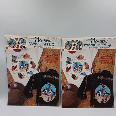 Apliques de tecido sem costura Daisy Kingdom Cowboy Dan conjunto de 2 NOS - Imagem 1 de 4