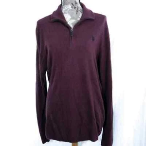 US Polo Assn Pullover Herren L Lila Henley Pulli Langarm Acryl Strick Vintage - Bild 1 von 7