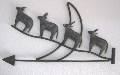 IRON FOUR DEER AND MOON WEATHER VANE , WEATHERVANE - Image 1 of 4