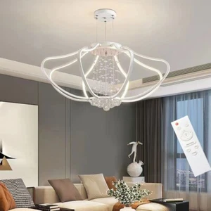 LAMPADARIO LED SOSPESO 78W CON TELECOMANDO DIMMERABILE TRIPLA LUCE MODERNO - Foto 1 di 3