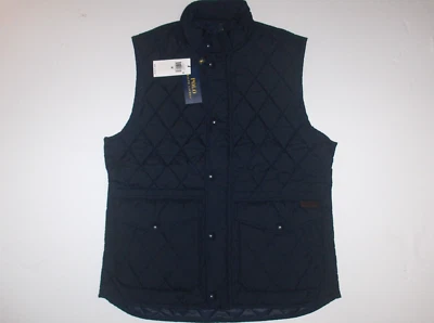 POLO RALPH LAUREN Men's Zipper Zip Iconic Diamond Quilted Vest, Jacket NAVY BLUE - Image 1 of 4