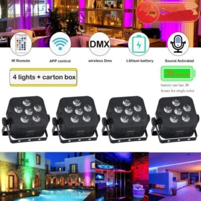 6*18w Battery Operated Uplights LED Par Light Wash For Party Wedding Lighting Yc - Image 1 of 4